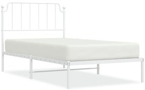 373931 vidaXL Cadru de pat din metal cu tăblie, alb, 100x200 cm