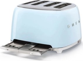Prăjitor de pâine SMEG 50's Style TSF03PBEU, 2000 W, 4 felii, 6 niveluri, Tava pentru firimituri, Cablu integrat, Oțel inoxidabil, Albastru