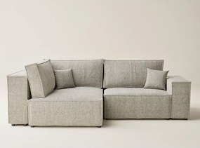 Colțar bej extensibil/cu spațiu de depozitare cu tapițerie din chenille (cu colț pe partea stângă/în formă de ”L”) Tonga – Maison de Rêve