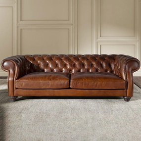 Canapea 3 locuri design italian Chesterfield piele maro