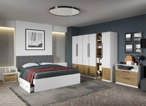Set dormitor complet Alb cu Flagstaff Oak - Sidney - C39