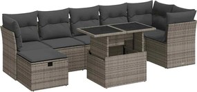 vidaXL Set canapele de grădină cu perne, 8 piese, gri, poliratan