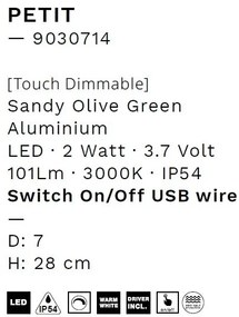 Veioza/Lampa de masa LED portabila exterior IP54 PETIT verde