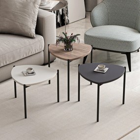 Set măsuțe de cafea Lena 3 (Alb + Antracit + Nuc). 1073001