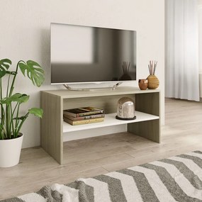 800059 vidaXL Comodă TV, alb și stejar sonoma, 80 x 40 x 40 cm, PAL