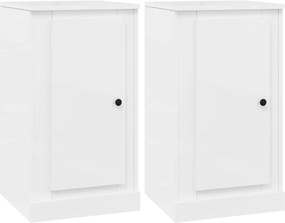 vidaXL Servante, 2 buc., alb extralucios, 37,5x35,5x67,5 cm, lemn