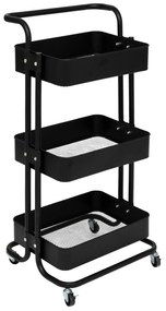 Cărucior de bucătărie BLACK EDITION, 3 niveluri, 45 x 36,5 x 86 cm