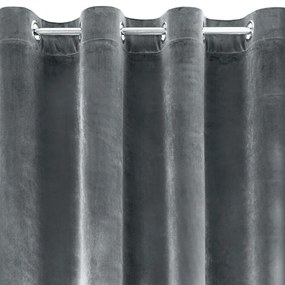 Draperie din catifea gri, de o singură culoare, cu inele metalice 140 x 250 cm