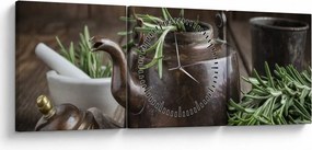 Tablou - Ceainic cu rozmarin (cu ceas) (90x30 cm)