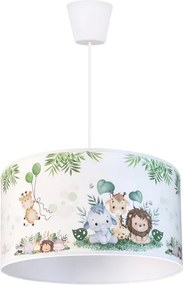 BRILAGI - Lustră LED pentru copii pe cablu BOBO 1xE27/60W/230V Ø 35 cm alb/junglă