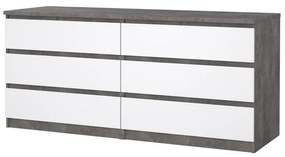 Comodă Simplicity 154 x 50 x 70 cm, gri / alb lucios