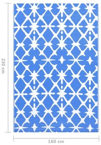 Covor de exterior, albastru alb, 160x230 cm, PP Albastru si alb, 160 x 230 cm