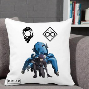 Perna Personalizata Ghost in the Shell Motoko si Tachikoma, 40x40 cm, Alba Mata, Husa Detasabila, Perna Inclusa, BEKZ®