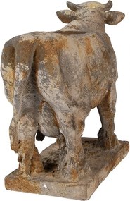 Ghiveci decorativ în formă de vacă, gri, din ceramică, stil brocante, 36x15x28 cm