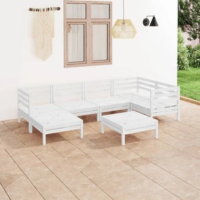3082960 vidaXL Set mobilier de grădină, 7 piese, alb, lemn masiv de pin