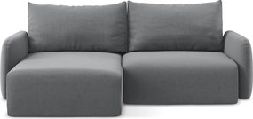 Colțar gri extensibil/cu spațiu de depozitare cu tapițerie din catifea (cu colț pe partea stângă/cu șezlong) Kalena – Makamii