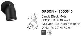 Aplica tip Spot pentru baie cu protectie IP44 ORSON negru