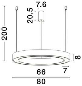 Pendul LED dimabil design modern MORBIDO alb 80cm