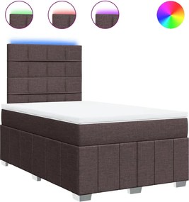 vidaXL Pat box spring cu saltea, maro închis, 120x200 cm, textil