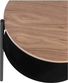 Noptieră neagră/în culoare naturală închisă cu blat cu aspect de lemn de nuc Tu – noo.ma