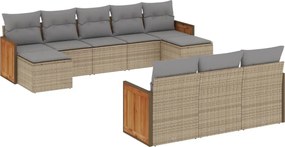 vidaXL Set canapele de grădină cu perne, 10 piese, bej, poliratan