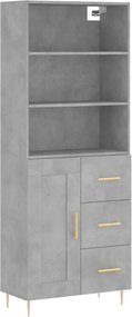 vidaXL Dulap înalt, gri beton, 69,5x34x180, lemn compozit