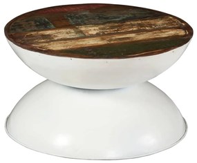 244899 vidaXL Măsuță de cafea, bază albă, 60x60x33 cm, lemn masiv reciclat