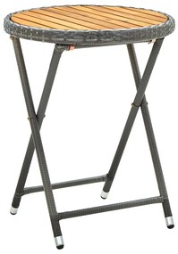 vidaXL Masă de ceai, gri, 60 cm, poliratan și lemn masiv acacia