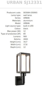 Aplica de Perete Exterior, Protectie IP65, LED URBAN