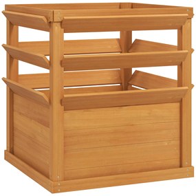 Outsunny Ghiveci cu treillis, pat înalt de grădină fund deschis, ghiveci de flori din lemn 65 x 65 x 73 cm, maro deschis | Aosom Romania