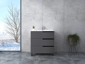 Torino || Gri antracit mat, dulap de baie cu lavoar 70cm