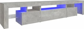 vidaXL Comodă TV cu lumini LED, gri beton, 215x36,5x40cm