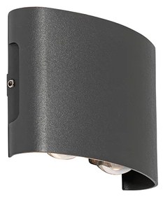 Lampă de perete de exterior gri închis, inclusiv LED cu 4 lumini IP54 - Silly
