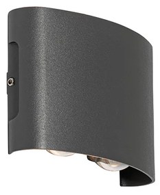 Lampă de perete exterioară gri închis cu LED 4 lumini IP54 - Silly