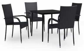 3099396 vidaXL Set de servit masa pentru grădină, 5 piese, negru