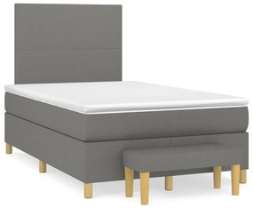 vidaXL Pat box spring cu saltea, gri închis, 120x190 cm, textil