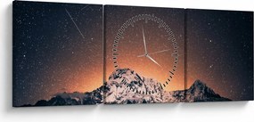 Tablou cu cerul nocturn și munți (cu ceas) (90x30 cm)
