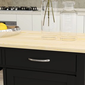 HOMCOM Cărucior de Bucătărie cu Sertare, Roți și Dulap cu 2 Uși 89x40x84 cm Negru | Aosom Romania