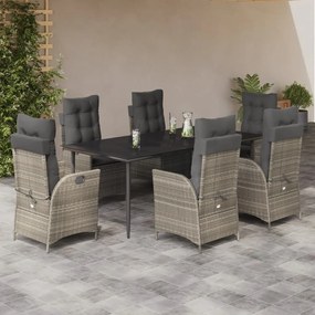 vidaXL Set mobilier de grădină cu perne, 7 piese gri deschis poliratan