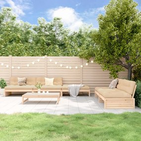 3186123 vidaXL Set mobilier relaxare de grădină & perne 6 piese lemn masiv pin