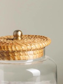 Borcan din sticla, cu capac din trestie de zahar, H19cm Provence