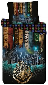 Harry Potter Starline set de lenjerie de pat Flags 140×200cm, 70×90 cm
