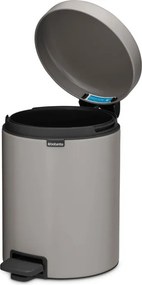 Cos de gunoi cu pedală Brabantia NewIcon 1010434, 5 L, Inchidere usoara, Baza antiderapanta, Gri deschis