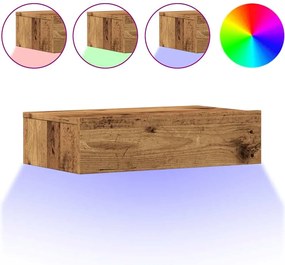 vidaXL Dulap TV cu lumini LED, lemn vechi, 60x35x15,5 cm