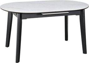 Masa extensibila ARES, alb cu efect de marmura/negru, ceramica/metal,