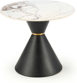 Masuta cafea blat marmura GORETTI S, alb cu efect de marmura/negru/aur