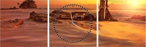 Tablou - Apus de soare (cu ceas) (90x30 cm)