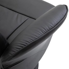 HOMCOM Fotoliu relaxant cu suport pentru picioare fotoliu de relaxare relaxant pivotant 360° și spătar înclinabil pentru TV suportând până la 120 kg material sintetic metal negru | Aosom Romania