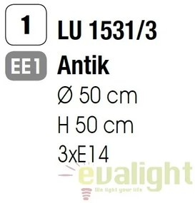 Candelabru design rustic cu 3 brate Vela LU 1531/3 Antik OR