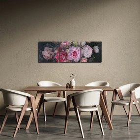 Tablou - Flori de grădină (cu ceas) (90x30 cm)